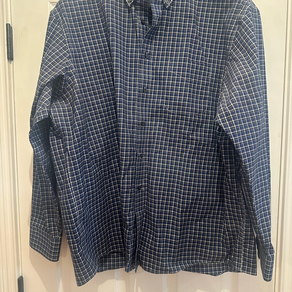 Jos. A. Bank Blue Plaid Traveler Shirt